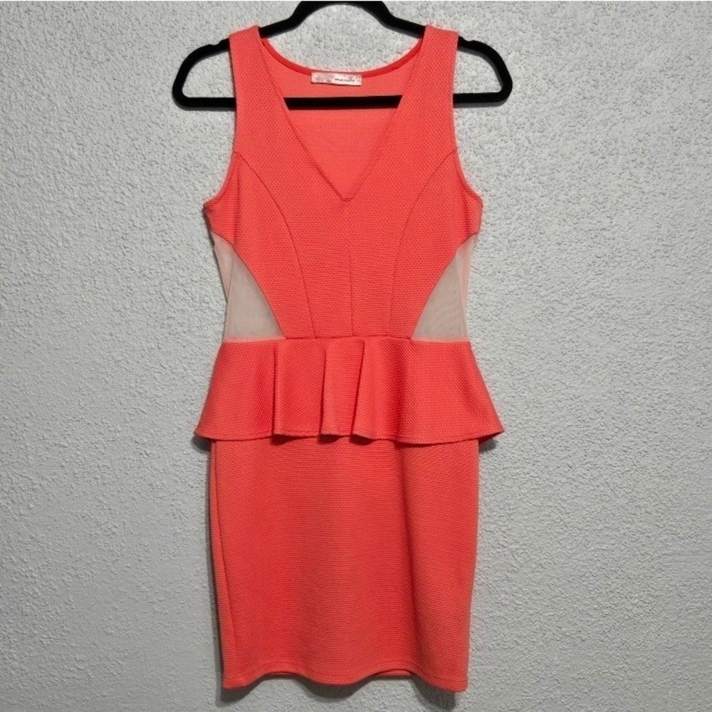 Manito Womens Preppy Cut-out‎ Layered Frilly Bodycon Dress Size M Business Twee